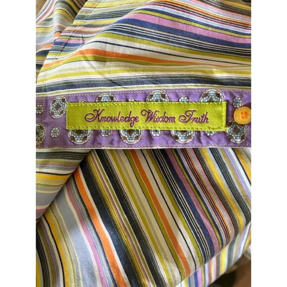 Robert Graham Knowledge Wisdom Truth Striped Button-Up Shirt Size XL - Picture 6 of 7